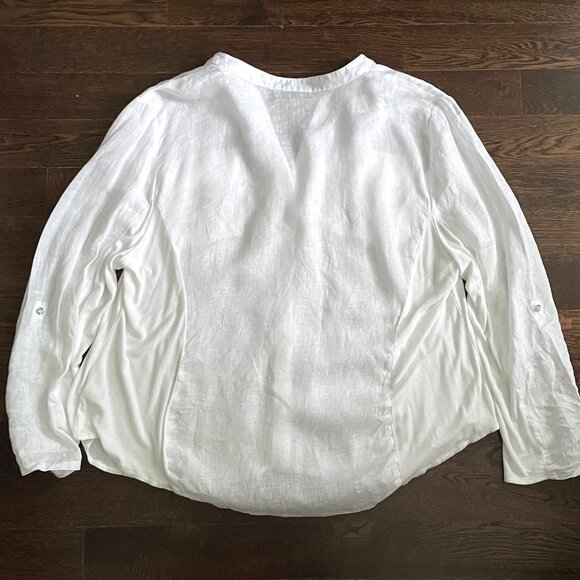 White 100% Linen Shirt Blouse by INC International Concepts-Size 3X - Picture 3 of 13